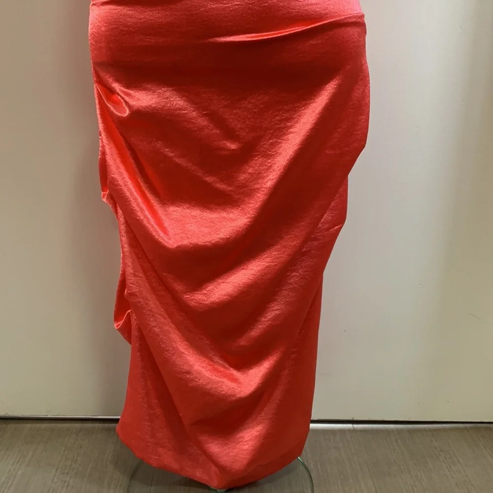 Le Château coral satin dress - Picture 3 of 15
